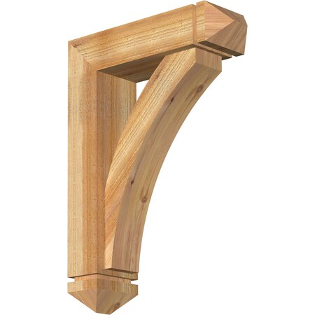 Thorton Arts And Crafts Rough Sawn Bracket W/ Offset Brace, Western Red Cedar, 6W X 20D X 28H